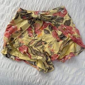 Hollister Yellow Floral High Waist Women's Shorts